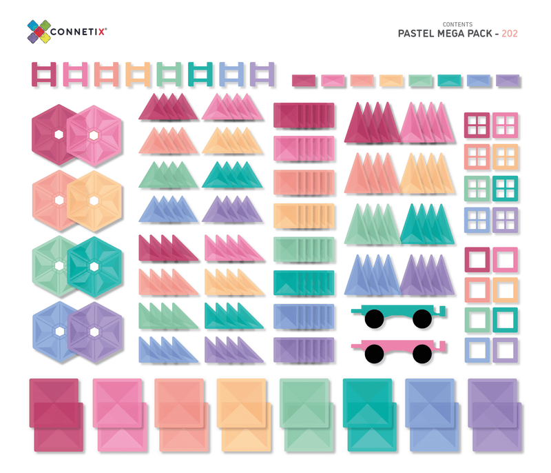 De Kinderwinkel - Connetix Magnetic Tiles 202 Pastel Mega Pack