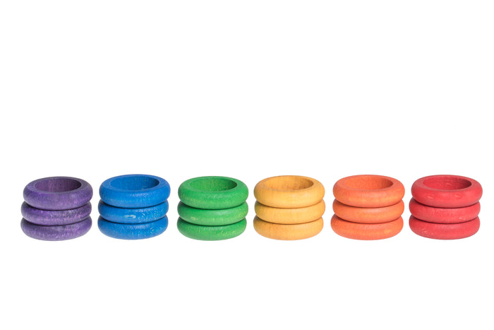 Grapat 18 Houten Ringen (6 kleuren)