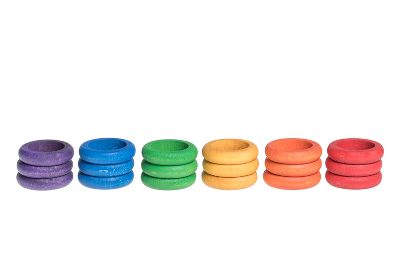 Grapat 18 Houten Ringen (6 kleuren)