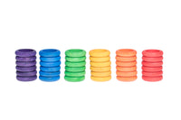 Grapat 36 Houten Ringen 6 regenboogkleuren