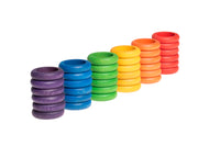 Grapat 36 Houten Ringen 6 regenboogkleuren