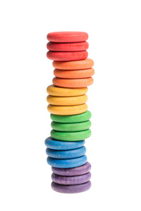 Grapat 18 Houten Schijven 6 regenboogkleuren