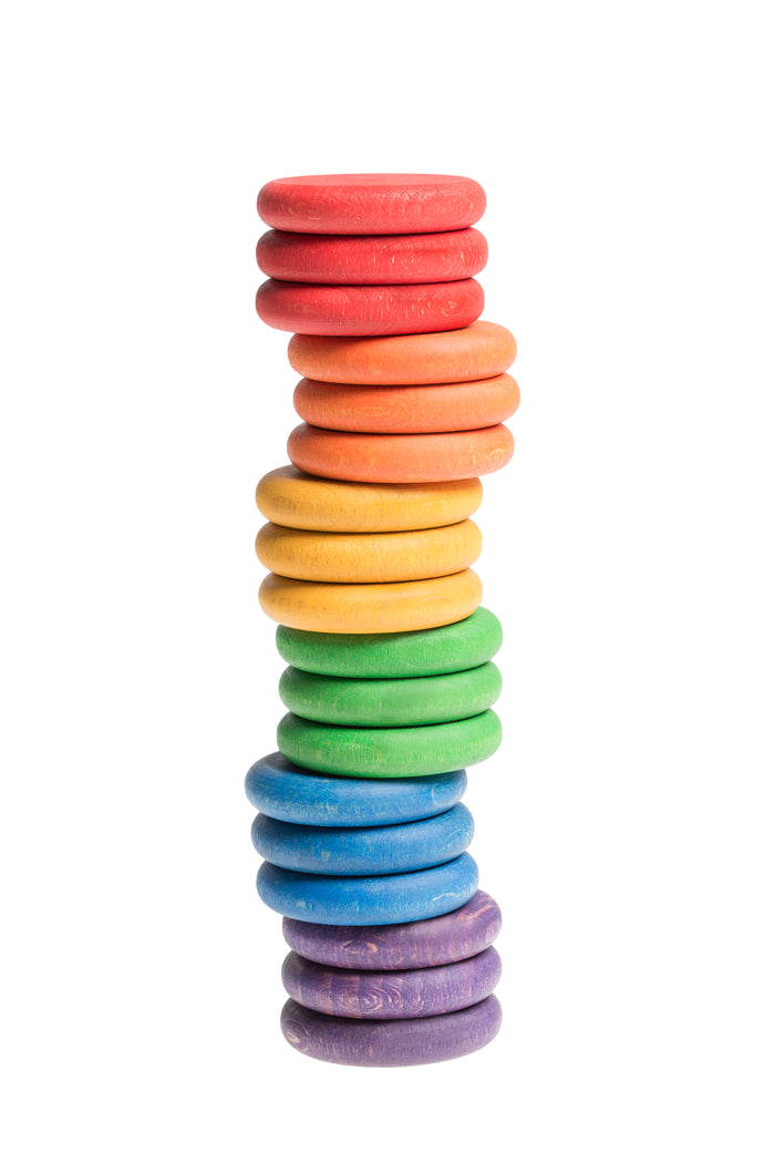 Grapat 18 Houten Schijven 6 regenboogkleuren