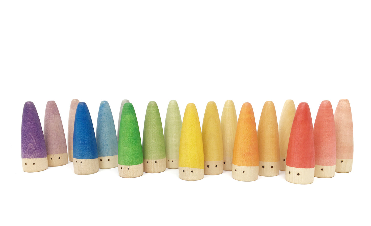 Grapat 18 Sticks Houten Popjes: Regenboogkleuren met variant
