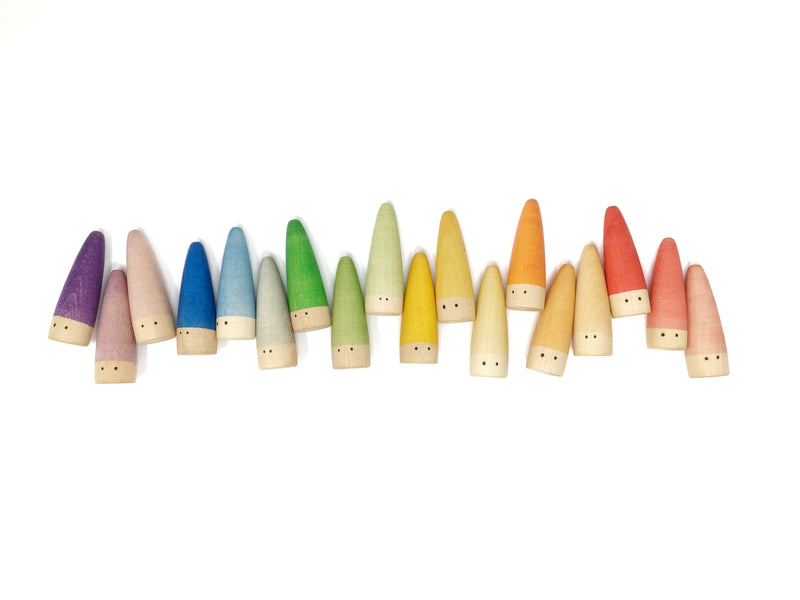 Grapat 18 Sticks Houten Popjes: Regenboogkleuren met variant