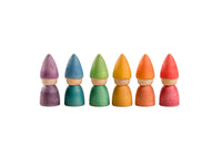 Grapat 6 Tomtens Houten Kabouters: regenboogkleuren